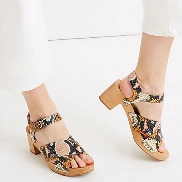 Madewell The Johanna Crisscross Clog Sandal in Snake Embossed Leather, Size 8 ♣️ - Picture 3 of 12